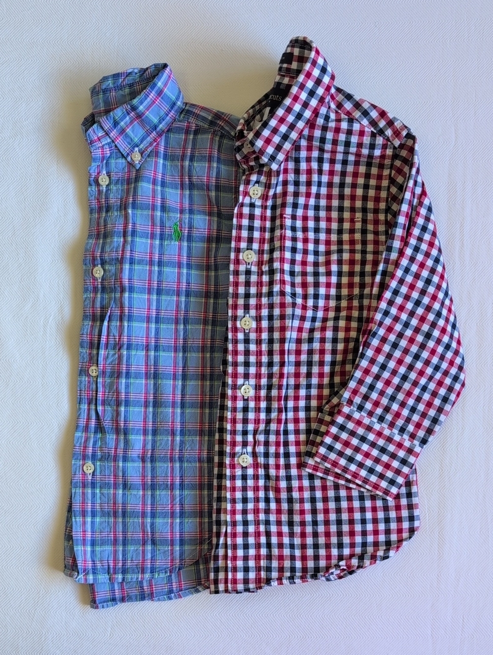 3T Premium Shirt Duo Ralph Lauren Crewcuts Preppy Plaid Gingham Button Down Lot